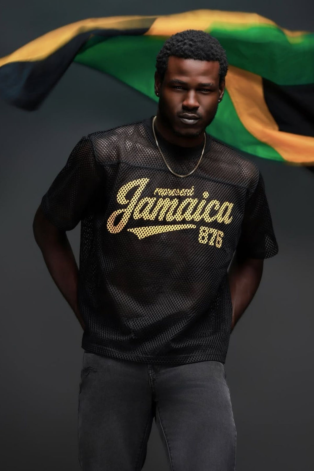 Represent Jamaica Mesh Jersey (Black/Gold) – RepJA