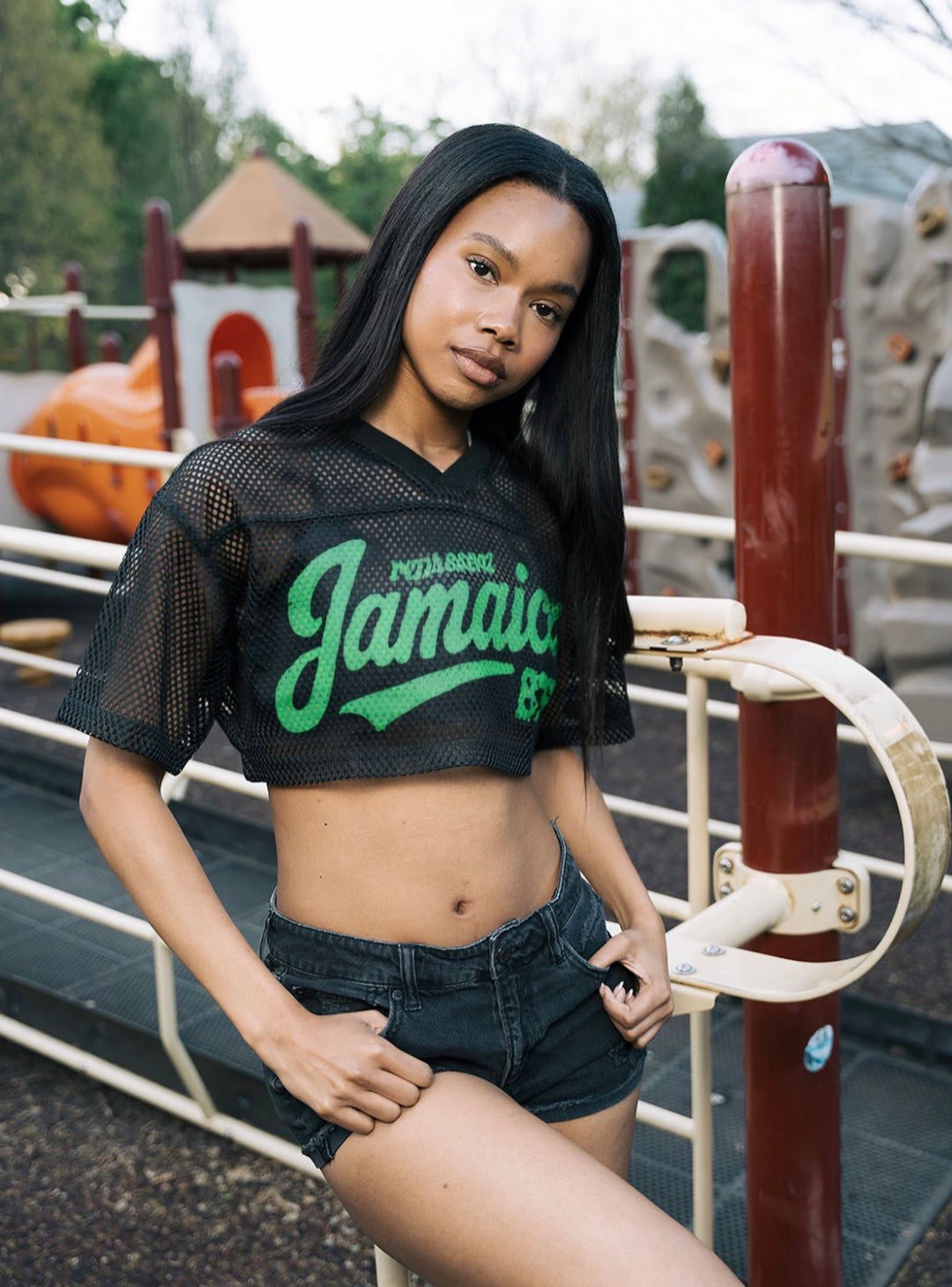 Represent Jamaica Mesh - Crop Top (Black) – RepJA